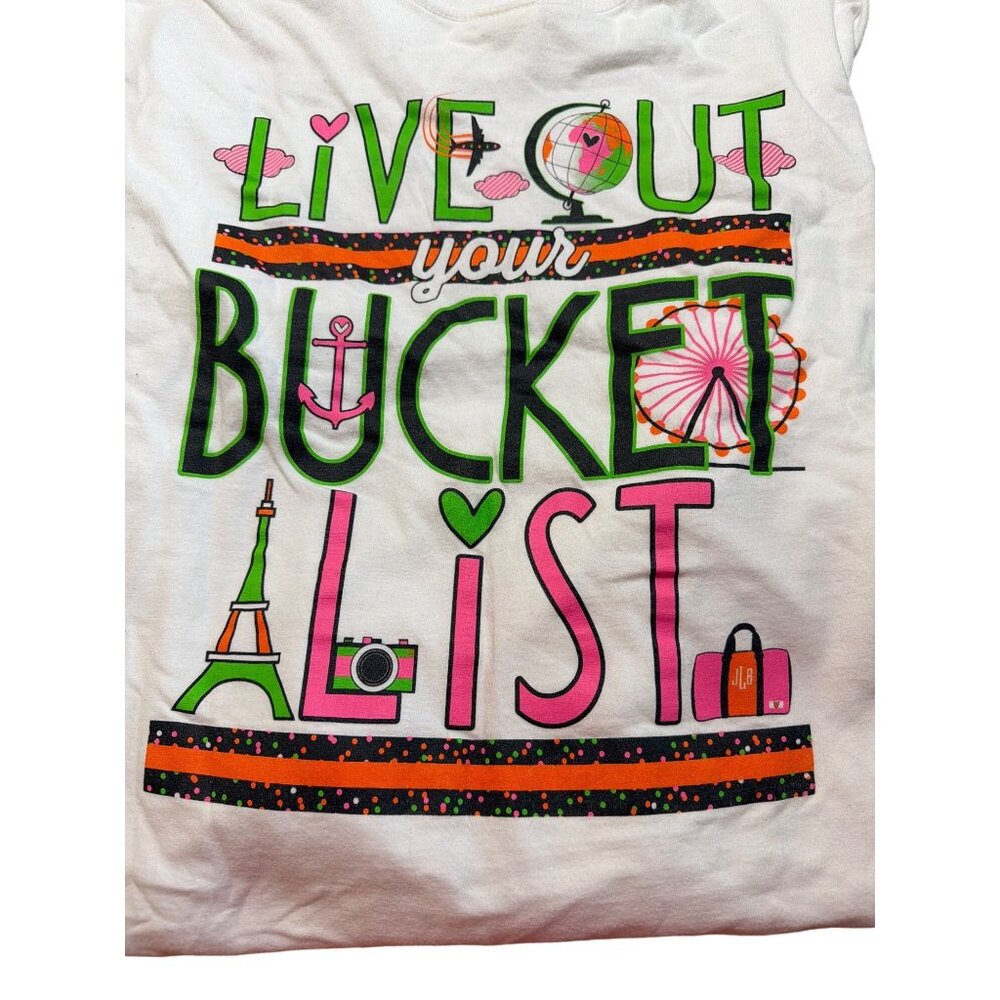 Jadelynn Brooke Live Out Your Bucket List White Long Sleeve Shirt Cotton Sz S